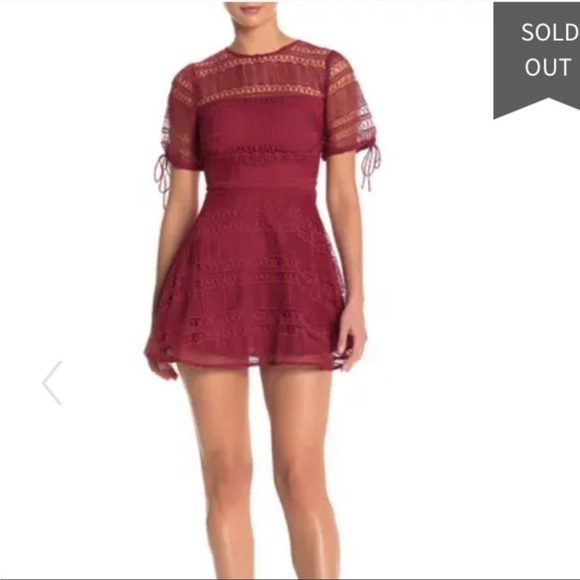 Tularosa Deep Red Eden Lace Fit & Flare Dress Size Small - Picture 8 of 13